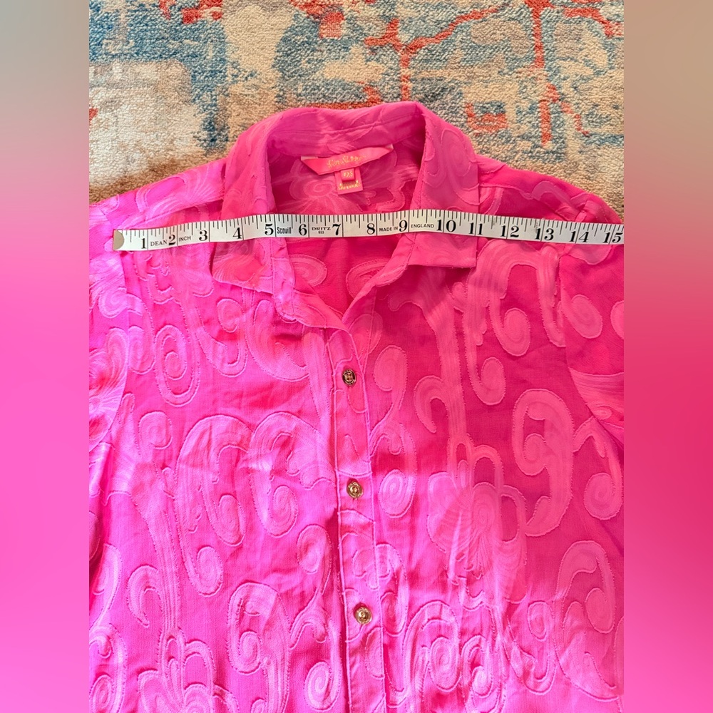 Lilly Pulitzer Natalie Roxy Pink Easy‎ Cover Up Shirt size XXS - Picture 9 of 13